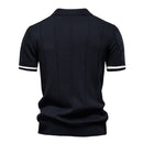 Turn-Down Short-Sleeve Polo Shirt Black Zip