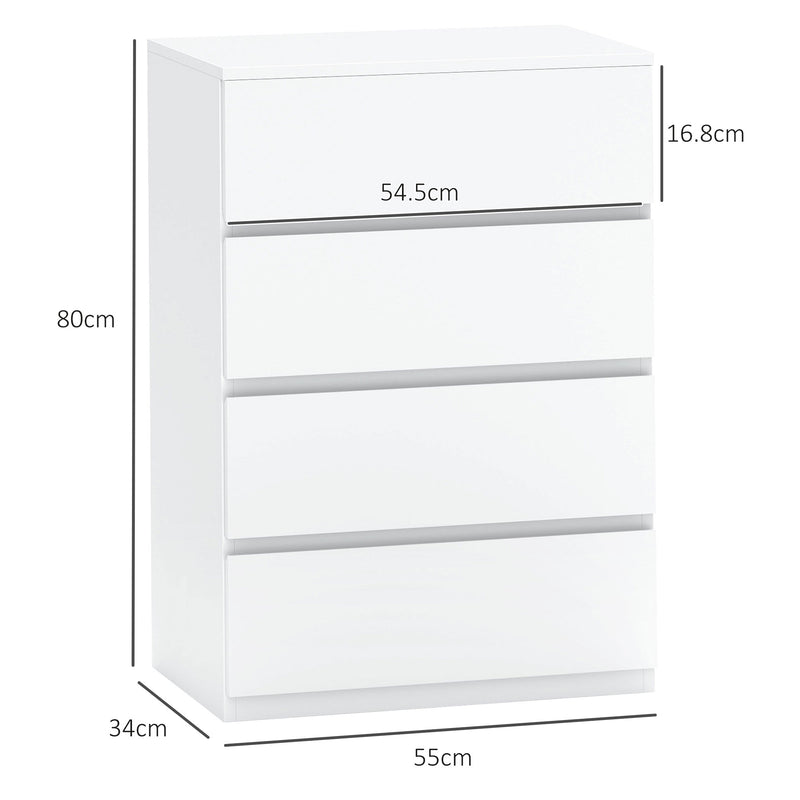 HOMCOM Bedroom Chest of Drawers, 4 Drawers Dresser, Drawer Unit