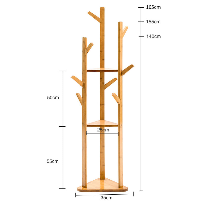Lifeideas Wooden Coat Rack Stand with 3 Shelves for Entryway