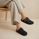 Closed-Toe Slip-On Mules Sandals - Black Shimmer