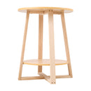 Livingandhome Round Side Table with Dual-Tier Storage
