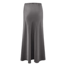 High-waisted A-Line Satin Skirt - Grey
