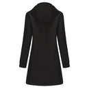 Long Trench Coat With Detachable Hood - Black