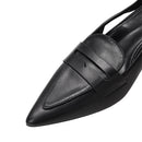 Slingback Pointed Closed Toe Heels Slingback Loafers - Black