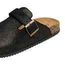 Closed-Toe Slip-On Mules Sandals - Black Shimmer