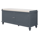 Livingandhome Wooden Shutter Door Shoe Cabinet Storage Bench with Linen Cushion