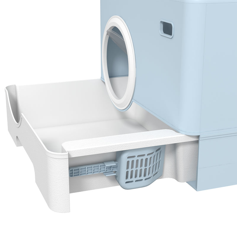 PawHut Enclosed Cat Litter Tray with Lid, Front Entry, Top Exit, Scoop