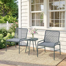 Outsunny Rattan Bistro Set with 2 Chairs & Round Table for Patio, Dark Grey