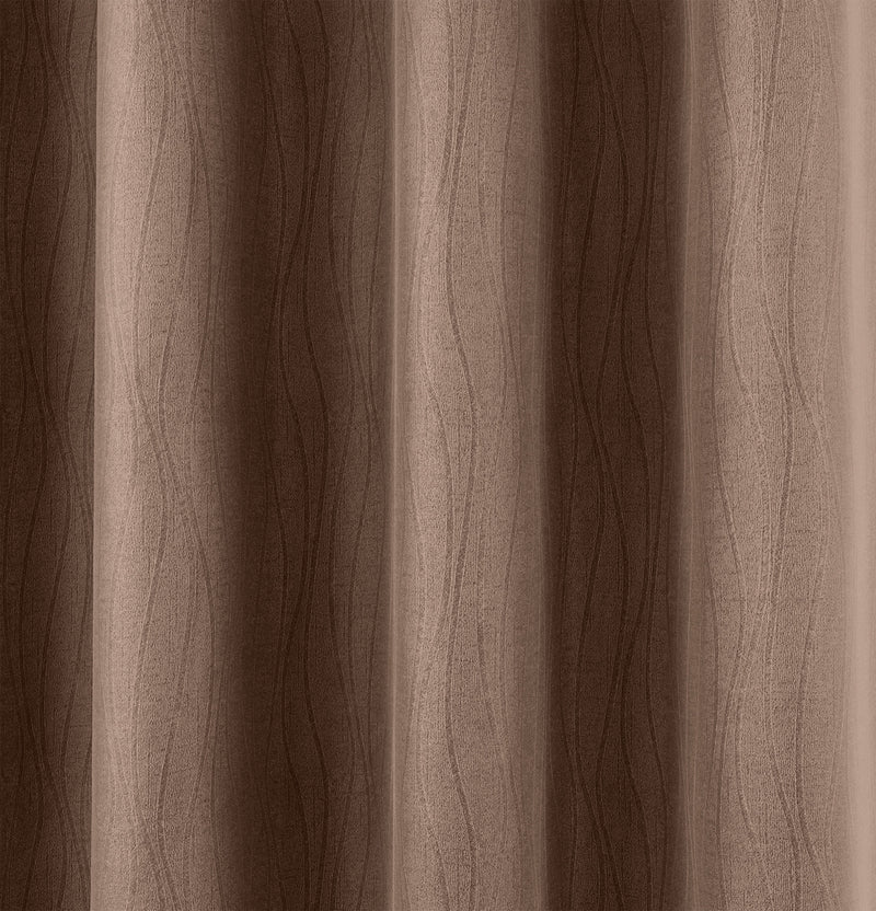 Enhanced Living Goodwood Bronze Thermal, Energy Saving, Dimout Eyelet Curtains with Wave Pattern - Pair