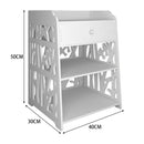 Livingandhome Hollow Carved Bird Pattern Side Table Nightstand with Drawer for Bedroom