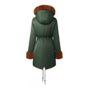 Mid-Length Hooded Coat With Drawstring Waist
