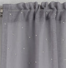 Pair of Jewel Grey Voile Panels with Sparkle Pattern and Rod Pocket Header