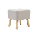 Livingandhome Linen Fabric Padded Wooden Leg Footstool