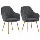 Livingandhome 2Pcs Modern Velvet Upholstered Dining Chairs with Polished Gold Legs