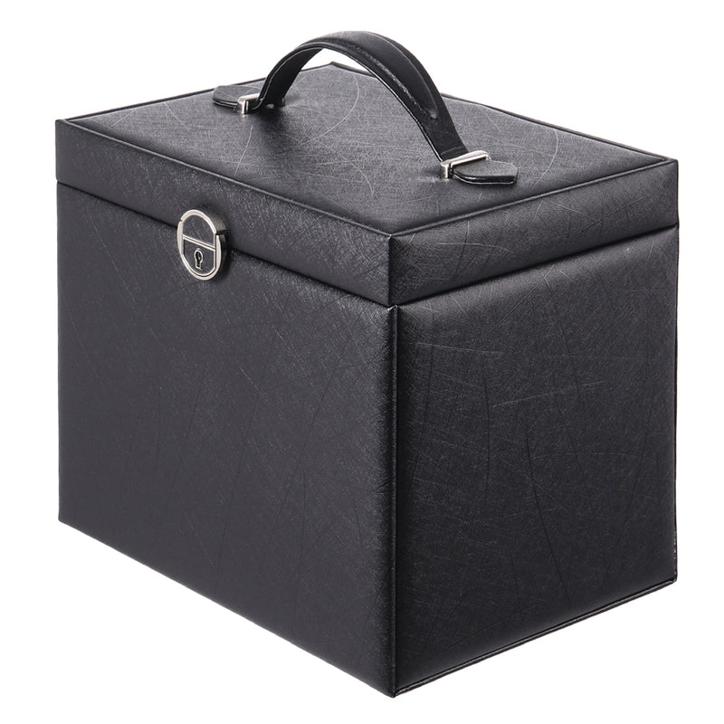 Sheonly Large Multi Tier Faux Leather Jewellery Storage Box with Handle