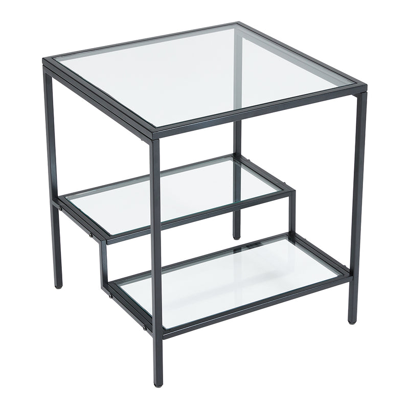 Livingandhome Ladder Style Tempered Glass Side Table