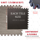 Samuel Alexander Black EVA Foam Floor Mats 60x60cm Interlocking Gym & Play Mats, Non-Slip, Water Resistant