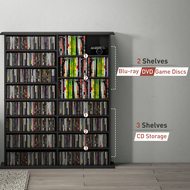HOMCOM CD Storage Unit DVD Tower Blu-ray Storage Shelf For Office