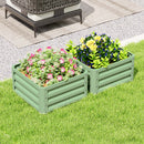 Outsunny Set of 2 Raised Garden Bed Galvanised Planter Box, Light Green