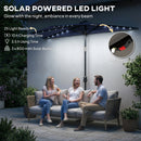 Outsunny 2.6 m Half Parasol with Solar Lights, UPF50+ Semi Round Umbrella