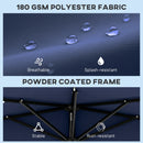 Outsunny 2.6 m Half Parasol with Solar Lights, UPF50+ Semi Round Umbrella