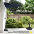 Outsunny 2.6 m Half Parasol with Solar Lights, UPF50+ Semi Round Umbrella