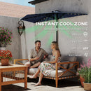 Outsunny 2.6 m Half Parasol with Solar Lights, UPF50+ Semi Round Umbrella