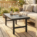 Outsunny Garden Coffee Table with SPC Woodgrain Tabletop, Dark Grey