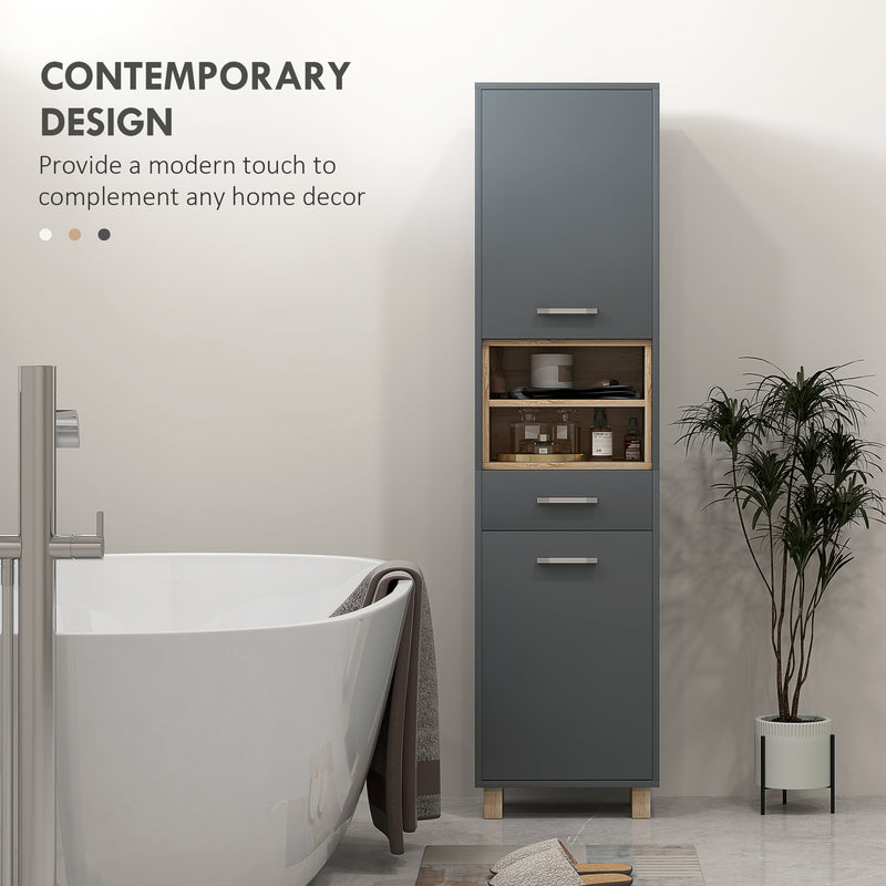 HOMCOM Bathroom Storage Unit with Open Shelves and Drawer