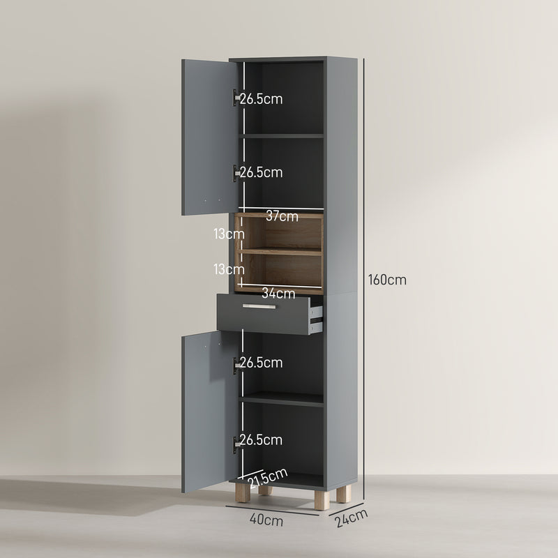HOMCOM Bathroom Storage Unit with Open Shelves and Drawer