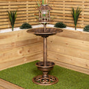 1.1m Bronze Effect Resin Garden Bird Bath & Table With Solar Light