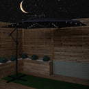 Samuel Alexander 3m Solar Powered Cantilever Lit Banana Garden Parasol With Crank Handle & White LED Lights In Black