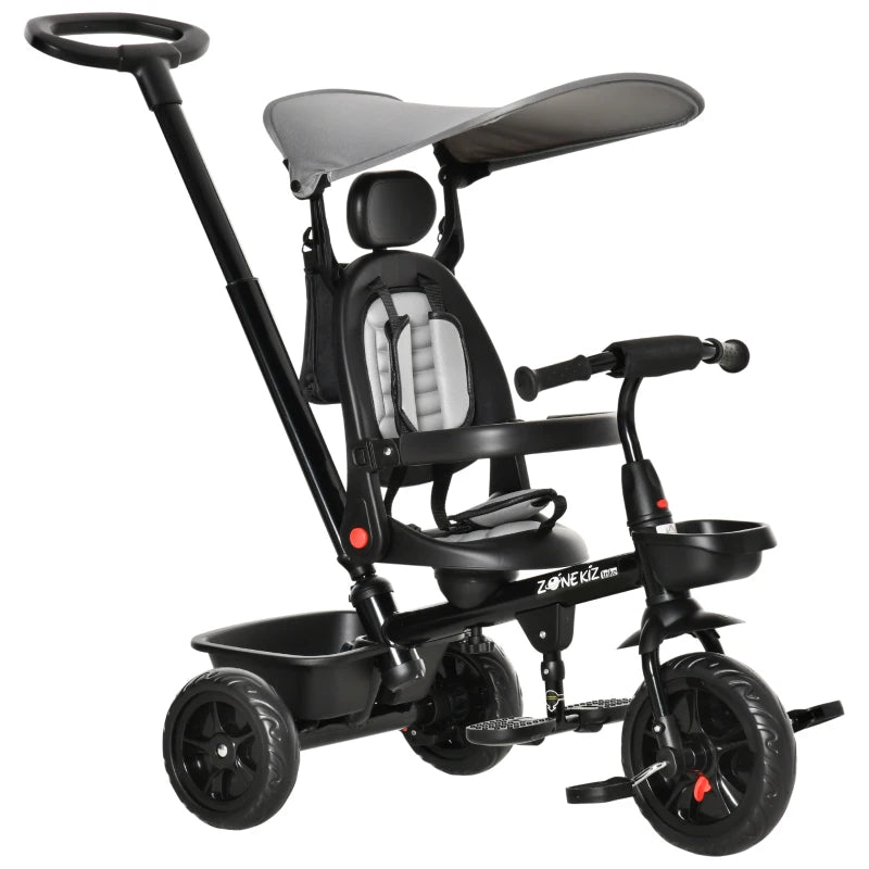 HOMCOM Baby Tricycle 4in1 Stroller with Handle - Grey