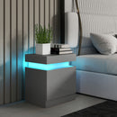 HOMCOM High Gloss Bedside Table with LED Light and 2 Drawers, Grey