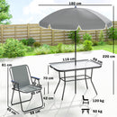 Outsunny 8 Piece Garden Dining Set With 6 Folding Chairs And Umbrella, Grey