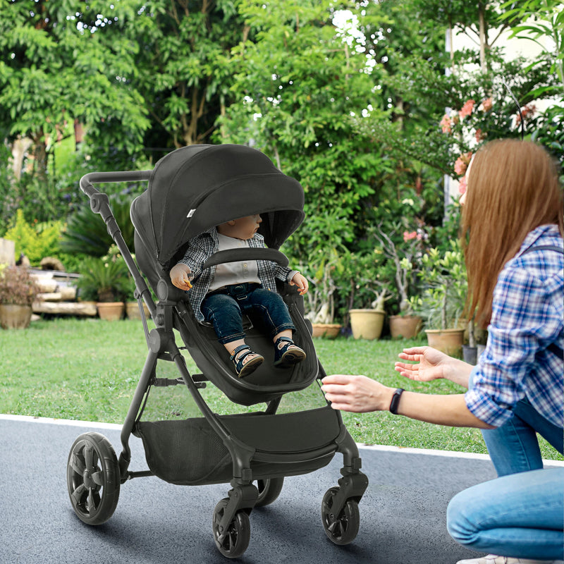 HOMCOM 2 in 1 Lightweight Pushchair  - Black