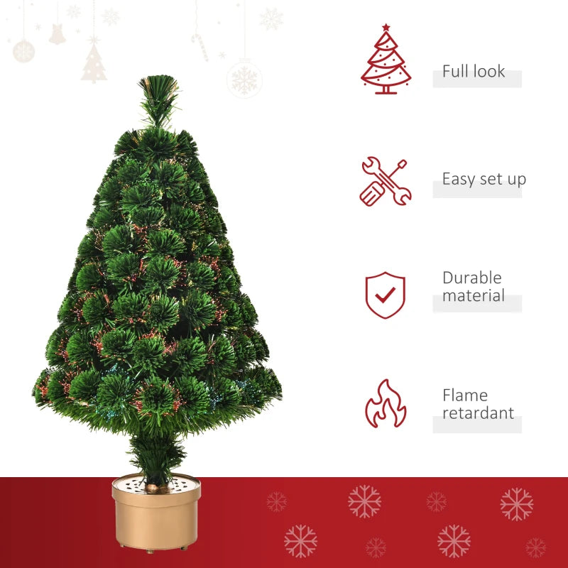 Christmas Time 3FT Prelit Artificial Christmas Tree Fiber Optic LED Light Tabletop Decoration