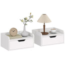HOMCOM Floating Nightstands Set of 2, Nightstand with Drawer, White