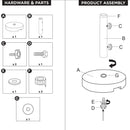 25kg Round Granite Garden Parasol / Umbrella Base Weight Stainless Steel Pole