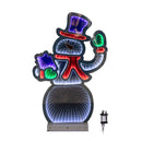 56cm Infinity Light up Standing Snowman Christmas Decoration with Multi-Coloured LEDs on Metal Base