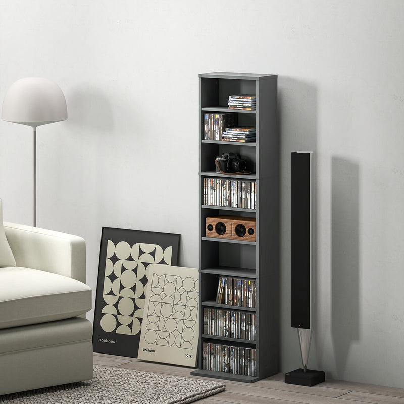 HOMCOM 260 CD Storage Unit 120 DVD Storage Tower with 9 Compartments