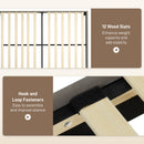 HOMCOM Bed Frame With 5-Level Adjustable Headboard Wooden Slats