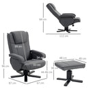 HOMCOM Rocker Swivel Recliner Chair With Footstool, Upholstered