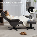 HOMCOM Rocker Swivel Recliner Chair With Footstool, Upholstered