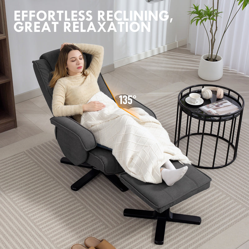 HOMCOM Rocker Swivel Recliner Chair With Footstool, Upholstered