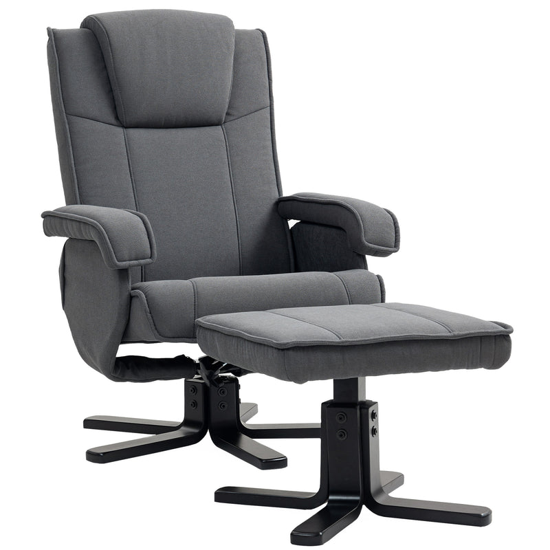 HOMCOM Rocker Swivel Recliner Chair With Footstool, Upholstered