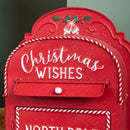 39cm Red with White Detail Christmas Santa Metal Post Box