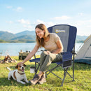 Outsunny Camping Chair Padded With Side Pocket Dark Blue