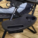Luxury Padded Multi Position Zero Gravity Garden Relaxer Chair Lounger In Grey & Black