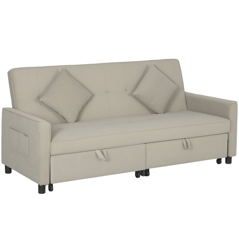 HOMCOM Reversible L-Shaped Sectional Sofa Bed with Cushions